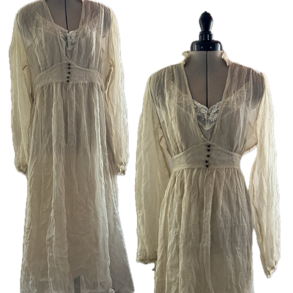 For Love and Liberty Silk Charmeuse 2 Piece Vintage Style Night Gown